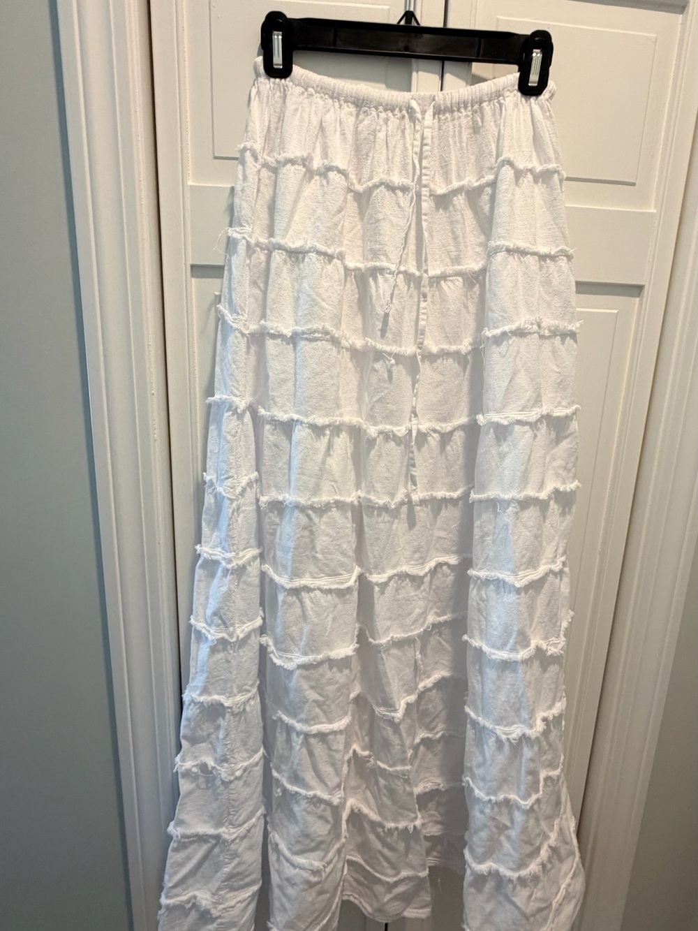 White Tiered Maxi Skirt - Lightweight Summer Skirt